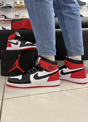 Кроссовки nike air jordan 1 red /white/black (топ качество)