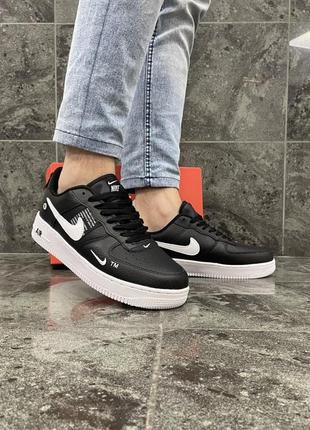 Кросівки nike air force black/white (шкіра)6 фото