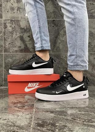 Кросівки nike air force black/white (шкіра)9 фото