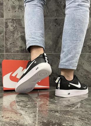 Кроссовки nike air force black/white (кожа)8 фото