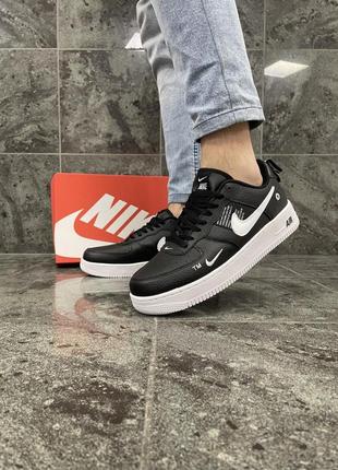 Кроссовки nike air force black/white (кожа)2 фото