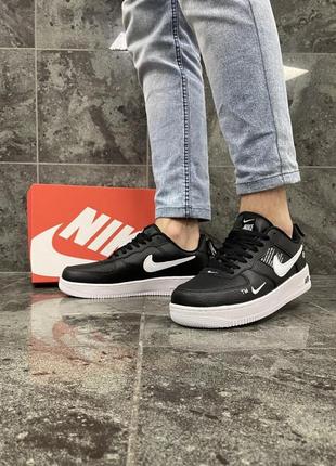 Кросівки nike air force black/white (шкіра)4 фото