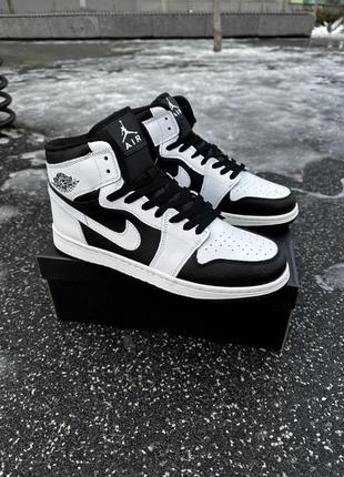 Кроссовки высокие nike air jordan 1 (white / black)