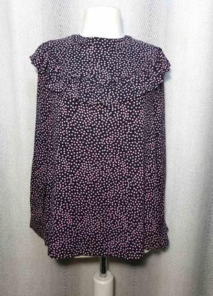 100% вискоза. женская натуральная летняя вискозная блуза, блузка розовый горох штапель1 фото