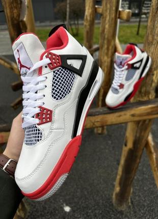 Зимние кроссовки nike air jordan 4 retro ліцензія (white / red)2 фото