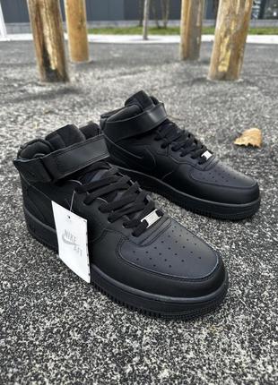 Зимние кроссовки nike air force лицензия (black)7 фото