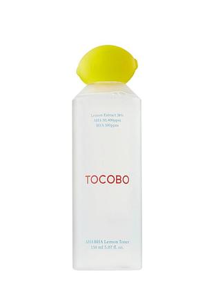 Лимонний тонер з aha та bha кислотами tocobo aha bha lemon toner, 150 мл
