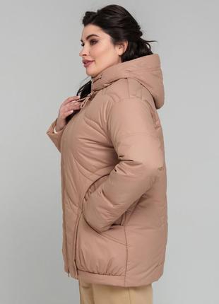 Фирменная женская демисезонная куртка с капюшоном, батальные размеры4 фото