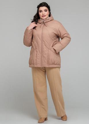 Фирменная женская демисезонная куртка с капюшоном, батальные размеры5 фото