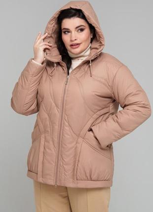 Фирменная женская демисезонная куртка с капюшоном, батальные размеры6 фото