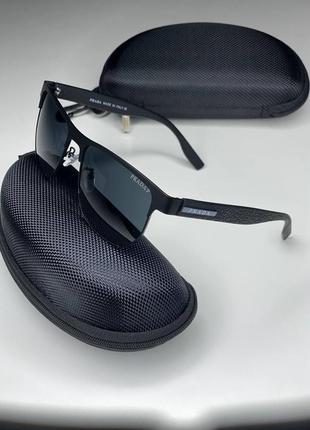 Чоловічі сонцезахисні окуляри hugo boss polarized чорні матові квадратні з поляризацією полароїд прямокутні очки8 фото