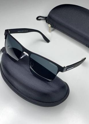Мужские солнцезащитные очки hugo boss polarized черные матовые с поляризацией полароид прямоугольные