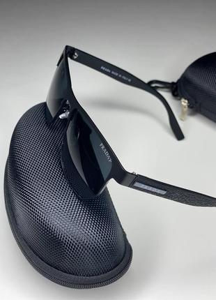 Чоловічі сонцезахисні окуляри hugo boss polarized чорні матові квадратні з поляризацією полароїд прямокутні очки4 фото