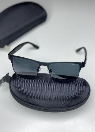 Мужские солнцезащитные очки hugo boss polarized черные матовые с поляризацией полароид прямоугольные5 фото