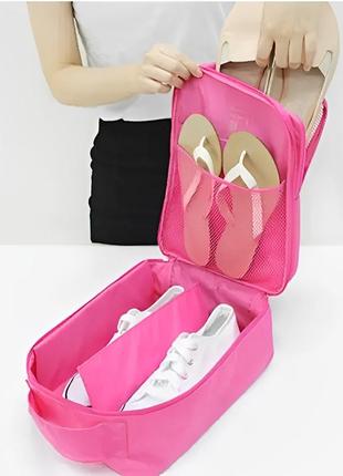 Органайзер для взуття travel shoes pouch ver.2 рожевий2 фото