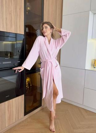 Велюровий довгий жіночий халат cosy  pink `gr`