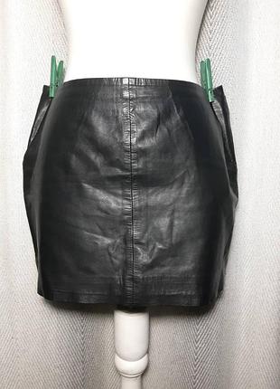 100% кожа. женская натуральная кожаная мини-юбка
