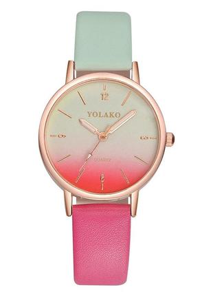 Женские наручные часы с цветным ремешком код 500