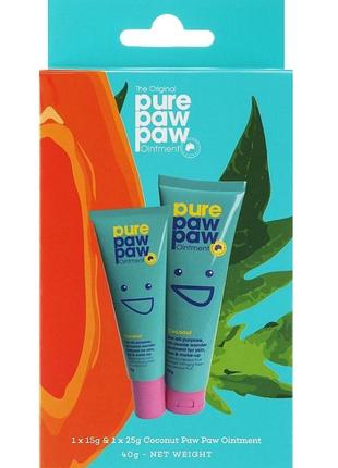 Набір відновлювальних бальзамів для губ pure paw paw duo coconut (lip/balm/15g + lip/balm/25g)1 фото