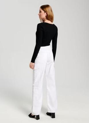 Нові джинси білі широкі карго штани хлопкові кльош  брюки4 фото