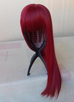 Червона нова перука, довга, пряма, з чубчиком, термостійка, парик