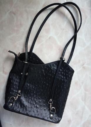 Итальянская кожаная сумка-рюкзак 2