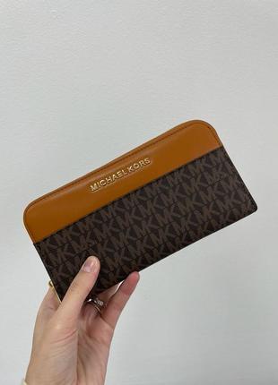 Гаманець жіночий великий шкіряний michael kors wallet brown/ginger (арт: 88115)1 фото