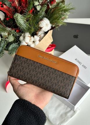 Гаманець жіночий великий шкіряний michael kors wallet brown/ginger (арт: 88115)4 фото