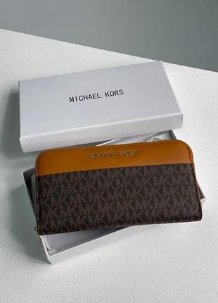 Гаманець жіночий великий шкіряний michael kors wallet brown/ginger (арт: 88115)3 фото