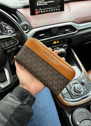 Гаманець жіночий великий шкіряний michael kors wallet brown/ginger (арт: 88115)9 фото