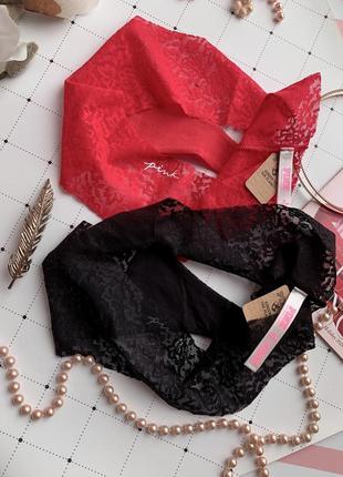 Набор трусиков pink no-show soft lace thong panty от victoria ́s secret. 🍒 оригинал.5 фото