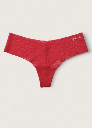 Набор трусиков pink no-show soft lace thong panty от victoria ́s secret. 🍒 оригинал.2 фото