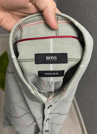 Серая рубашка от бренда hugo boss5 фото