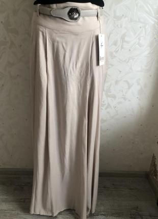 Шикарные, модные горчичные крутые палаццо брюки широкие красивые красивые юбки-брюки4 фото