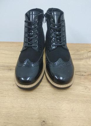Graceland чорні базові повсякденні деміжсезонні лакові замшеві черевики челсі лофери оксфорди клоги розмір 37.5 38 устілка 24.5см1 фото