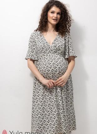 Платье миди из штапеля для беременных и кормящих joselyn принт цветочки3 фото