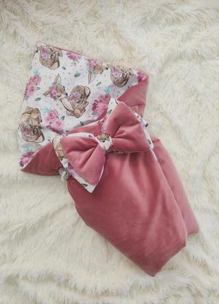 Летний велюровый конверт одеяло для новорожденных, темная роза