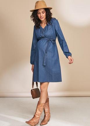 Джинсовое платье для беременных и кормящих fendi dr-30.071 синее1 фото