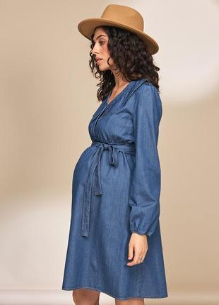 Джинсовое платье для беременных и кормящих fendi dr-30.071 синее6 фото