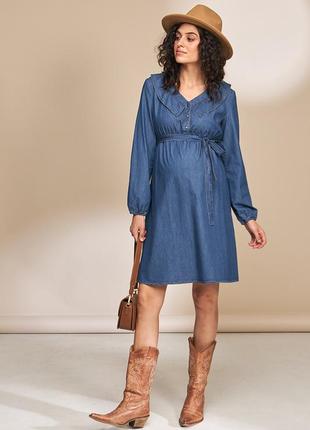 Джинсовое платье для беременных и кормящих fendi dr-30.071 синее8 фото