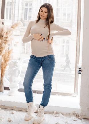 Джинси з високою спинкою сині для вагітних8 фото