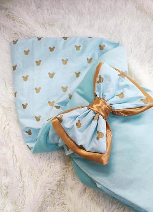 Зимний велюровый конверт одеяло для новорожденных, бирюза2 фото