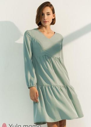 Свободное платье с длинным рукавом для беременных и кормящих мам tiffany из тенселя, размер м5 фото