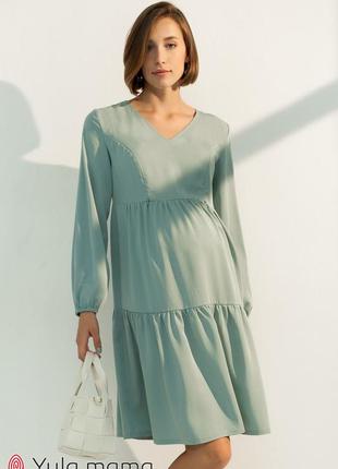 Свободное платье с длинным рукавом для беременных и кормящих мам tiffany из тенселя, размер м2 фото