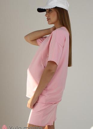 Летний костюм freedom шорты + футболка для беременных и кормящих, розовый5 фото