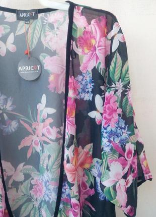 Красивое цветочное кимоно накидка с бахромой3 фото
