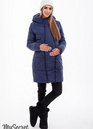 Зимнее пальто для беременных angie ow-49.033 синее, размер 44