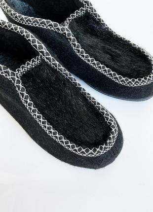 Стильные женские бурки с мехом (черные)2 фото