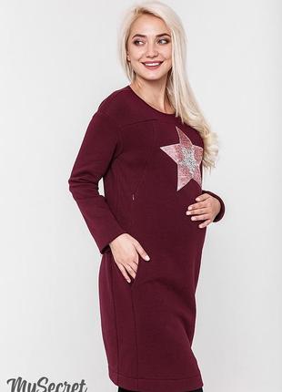 Платье-туника для беременных и кормящих milano warm dr-48.193, марсала xl4 фото