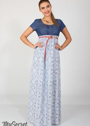 Платье для беременных и кормящих milana dr-27.011, синий джинс с штапелем 44 размер6 фото